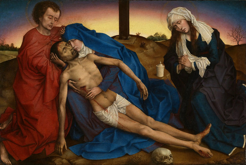 The Christ Pleured by His Mother, Saint John and Saint Mary Magdalene - Rogier van der Weyden