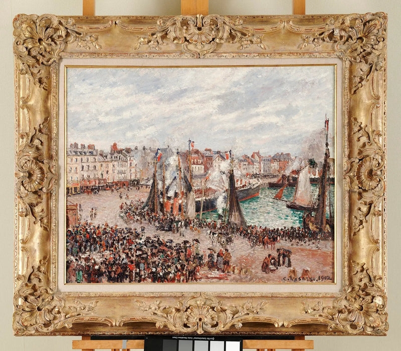 The Fish Market, Dieppe, Gray Weather, Morning - Camille Pissarro