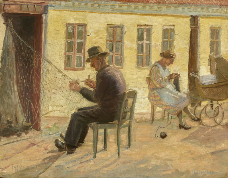 The net is being repaired. - Anna Ancher