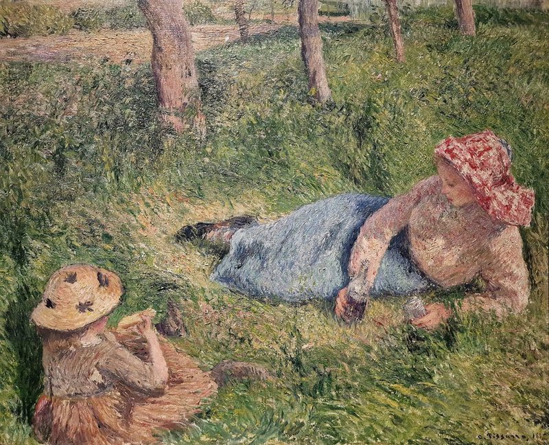 The Snack, Child and Young Peasant Girl at Rest - Camille Pissarro