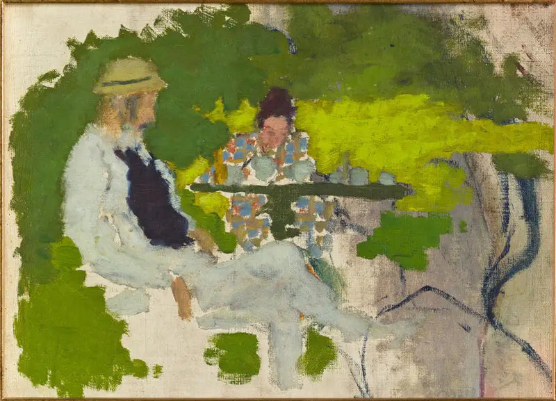 The artist's father and sister in the garden of Grand-Lemps - Pierre Bonnard