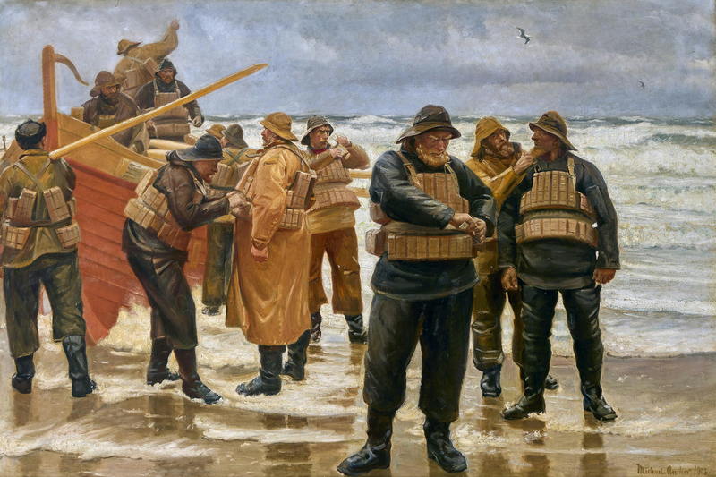 The life jackets are fastened. - Michael Peter Ancher