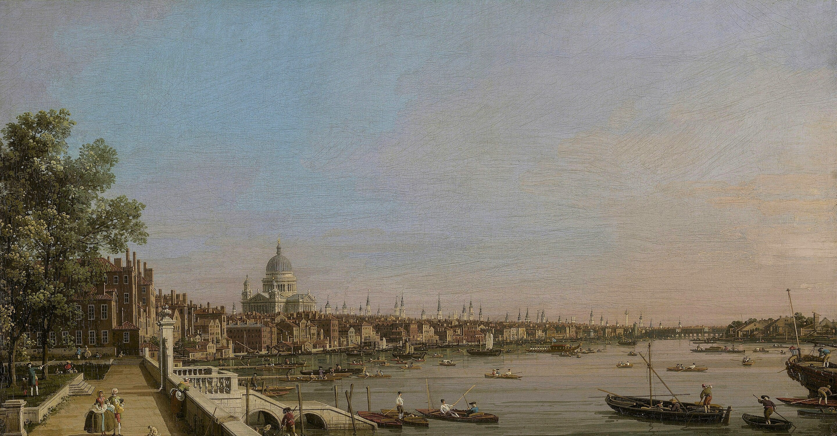 Londres et la Tamise vues de la terrasse de Somerset House, vers la cathédrale St. Paul - Canaletto