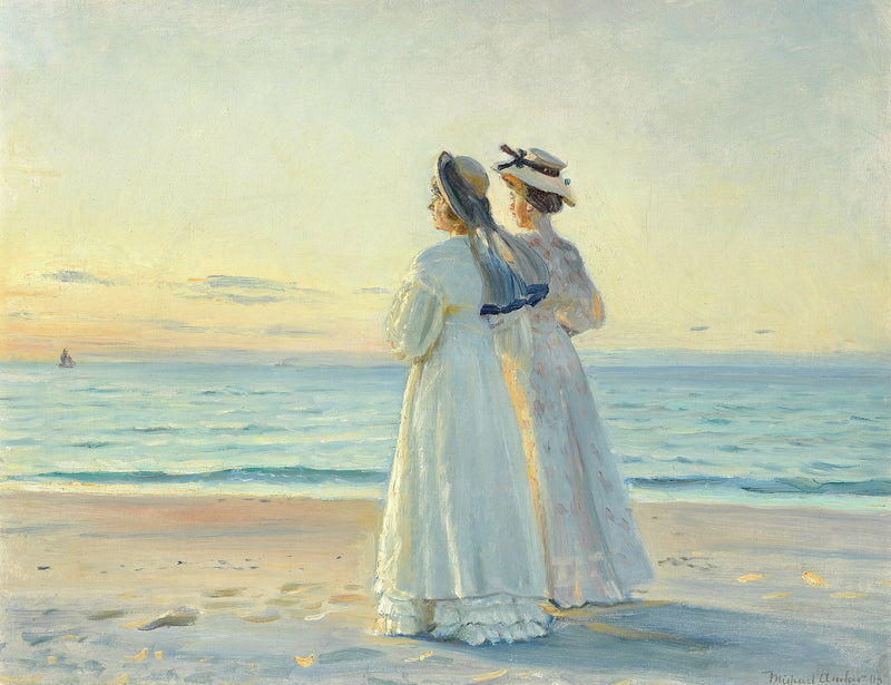 Marie Dinesen and Anna Bitch on Skagen Nordstrand - Michael Peter Ancher