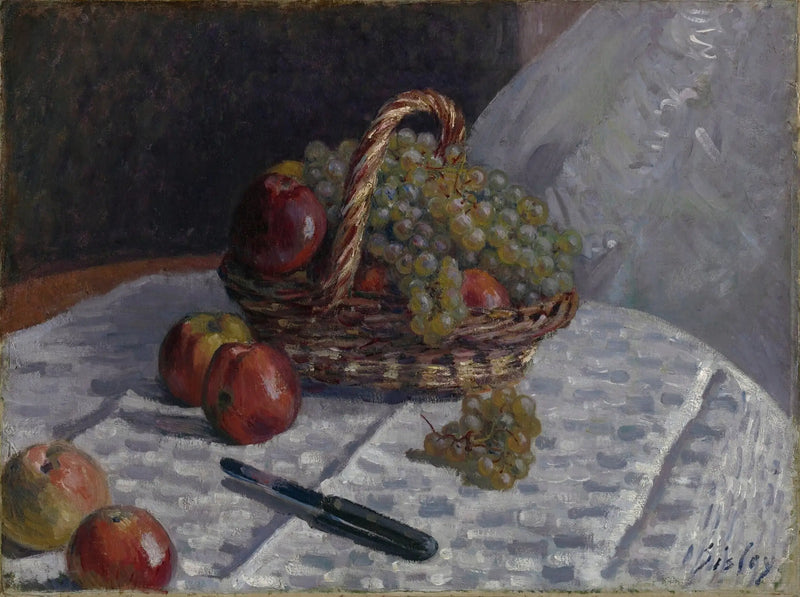 Still Life, Apples and Grapes - Alfred Sisley