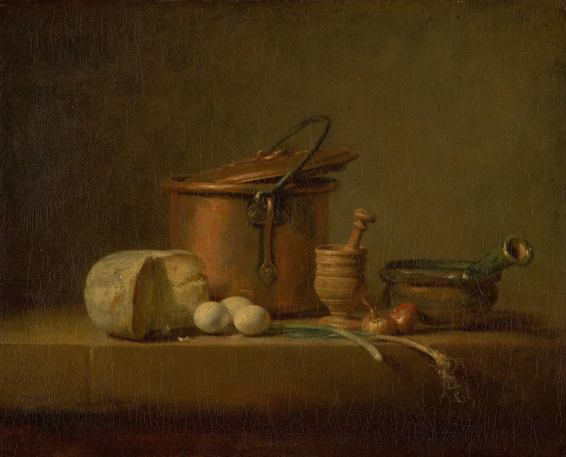 Still life with copper pot, cheese and eggs - Jean Siméon Chardin