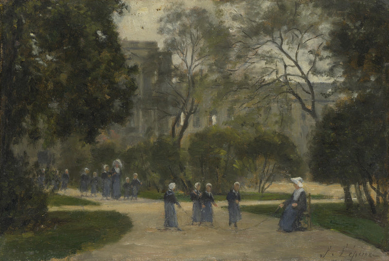 Nuns and Schoolgirls in the Tuileries Garden, Paris - Stanislas Lépiné