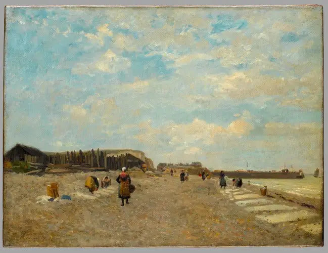 Normans Hanging Laundry on a Beach - Eugène Boudin