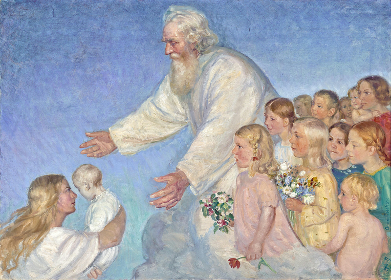 Our Lord welcomes the dead child. - Anna Ancher