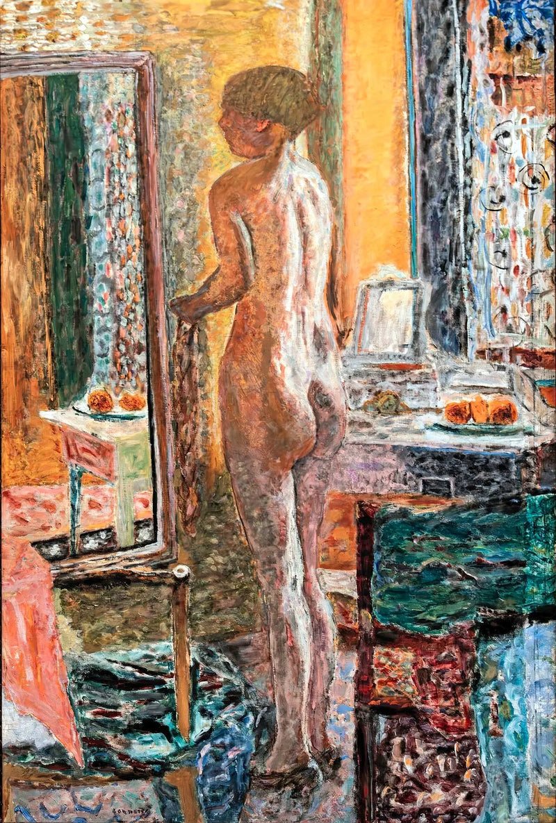 Nude in Front of a Mirror - Pierre Bonnard