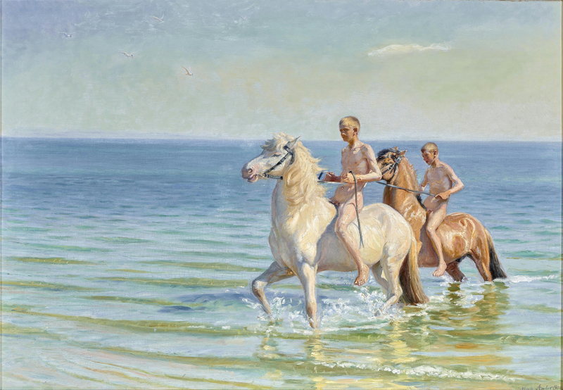 We ride the horses in the water. - Michael Peter Ancher