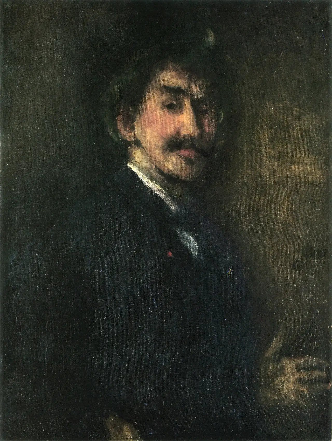 Reproduction du tableau « Or et Brun : Autoportrait - James Abbott McNeill Whistler » par Alpha Reproduction en peinture à l’huile