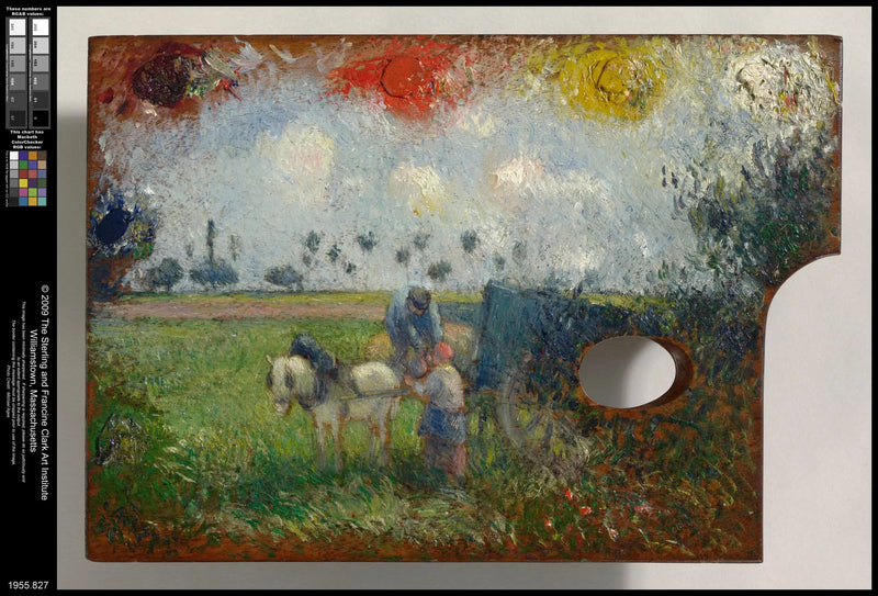 Artist's Palette with Cart and Peasants - Camille Pissarro