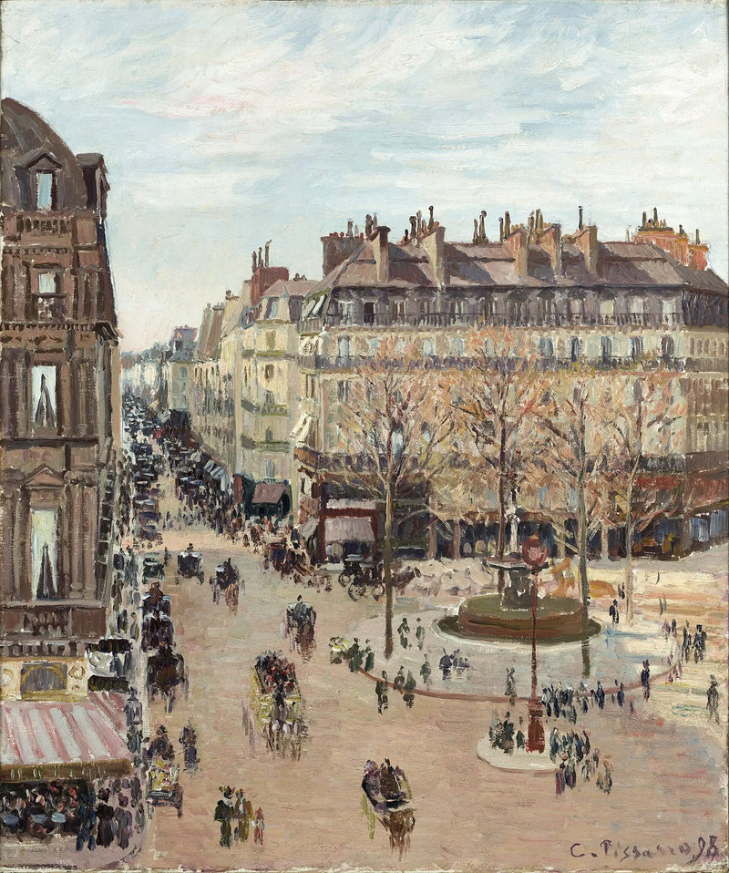 Paris, Rue Saint-Honoré, Sun Effect, Afternoon - Camille Pissarro
