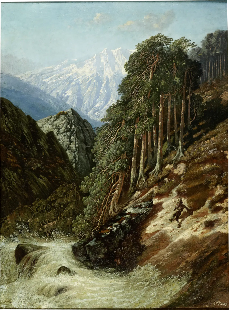 Alpine landscape with Beck - Gustave Doré
