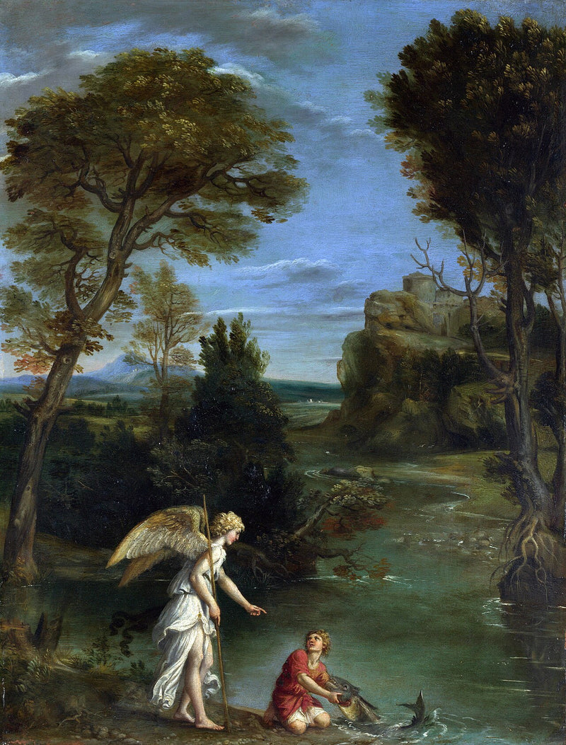 Landscape with Tobie Saisissant le Poisson - Domenichino