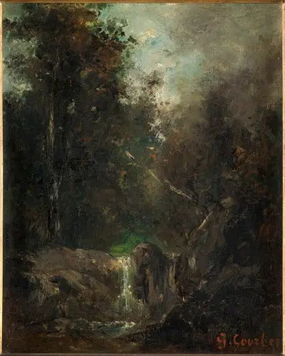 Landscape with Waterfall - Gustave Courbet