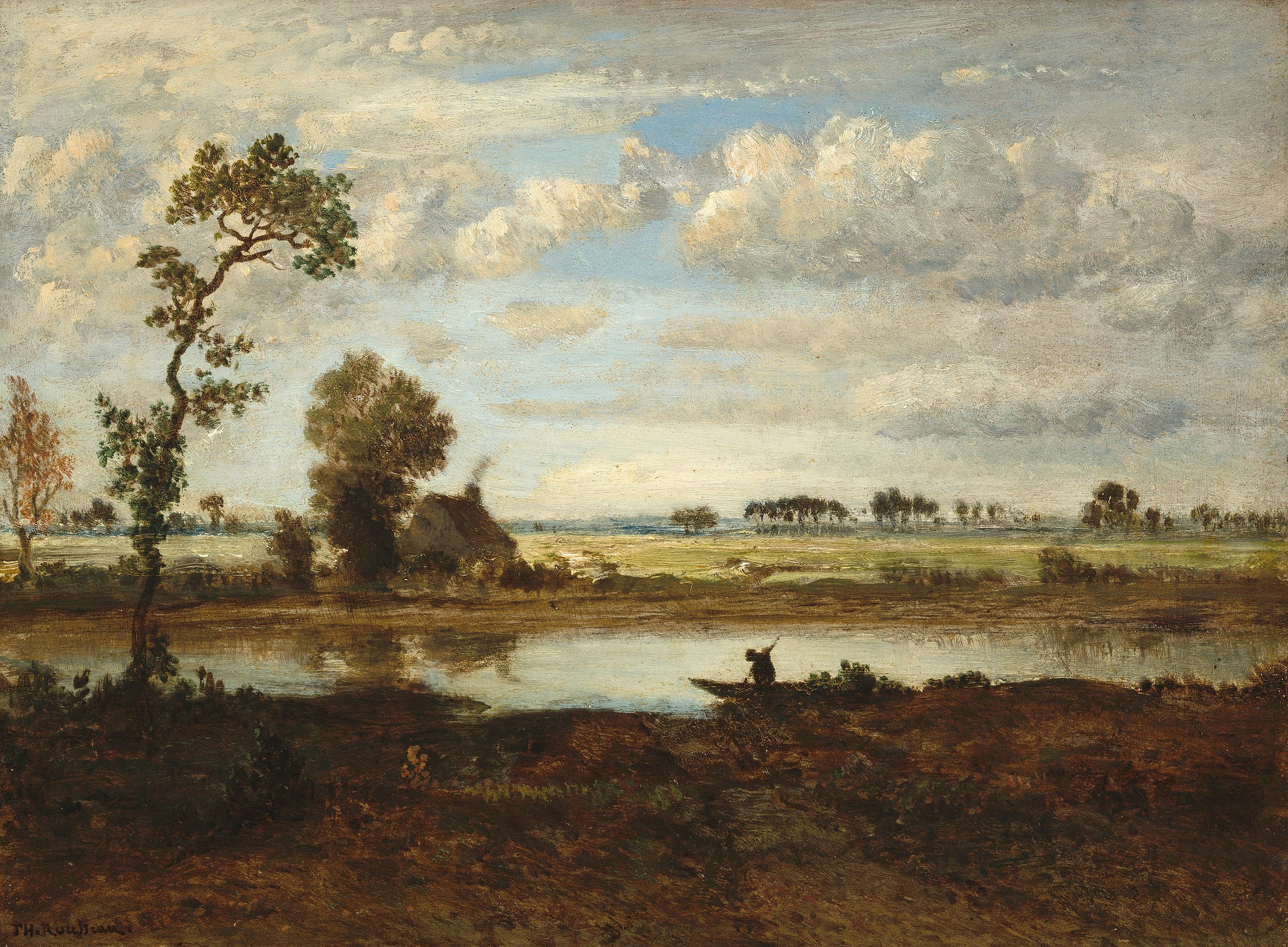 Paysage avec un batelier - Théodore Rousseau