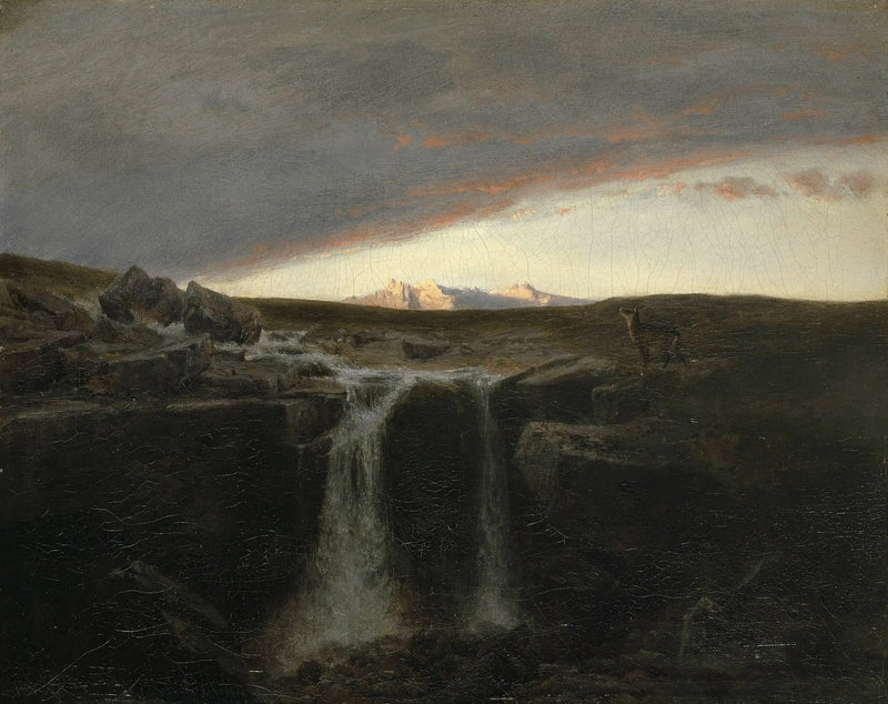 Mountain landscape with a waterfall - Arnold Böcklin