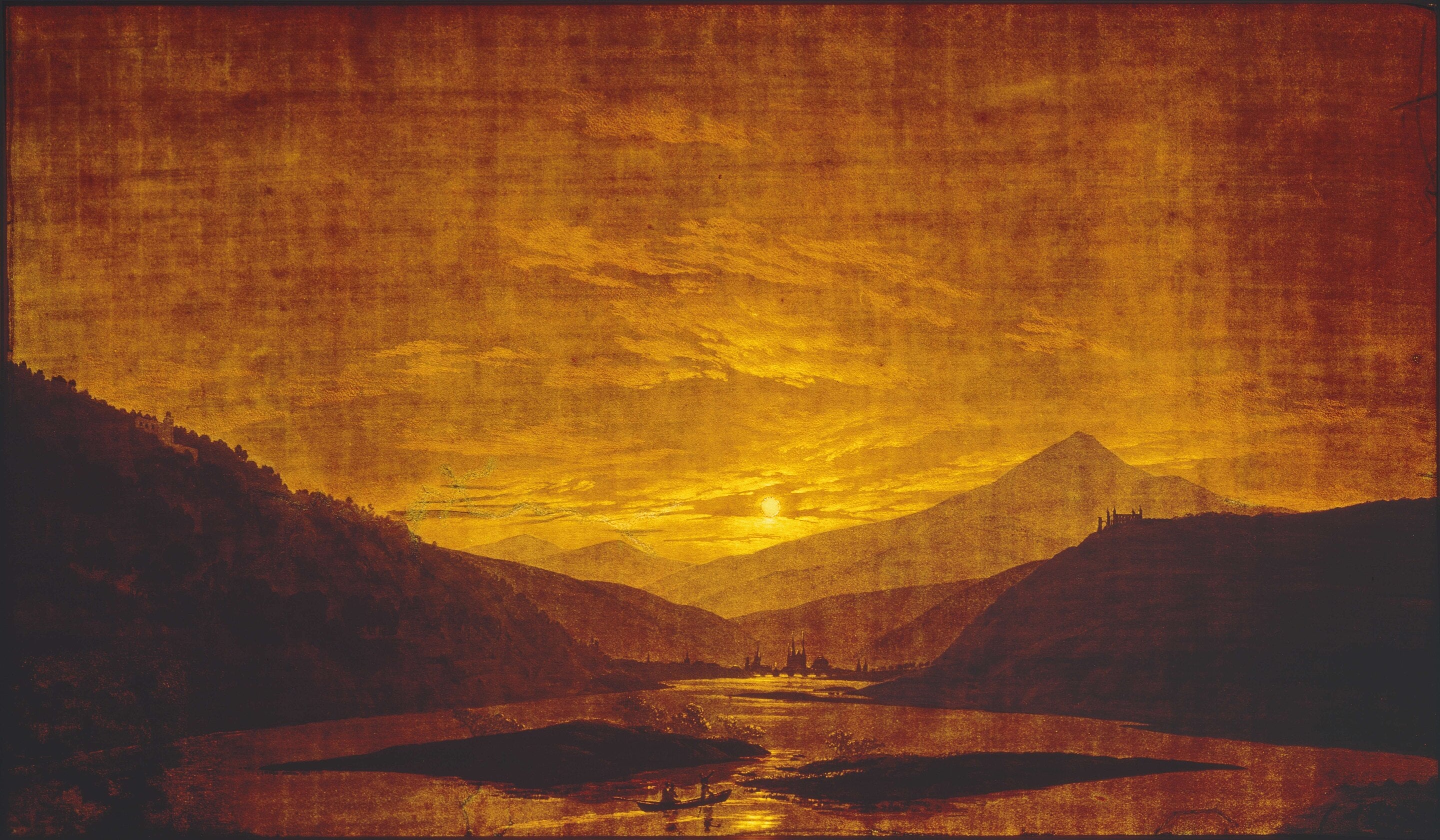 River Landscape in the Mountains, at Night - Caspar David Friedrich