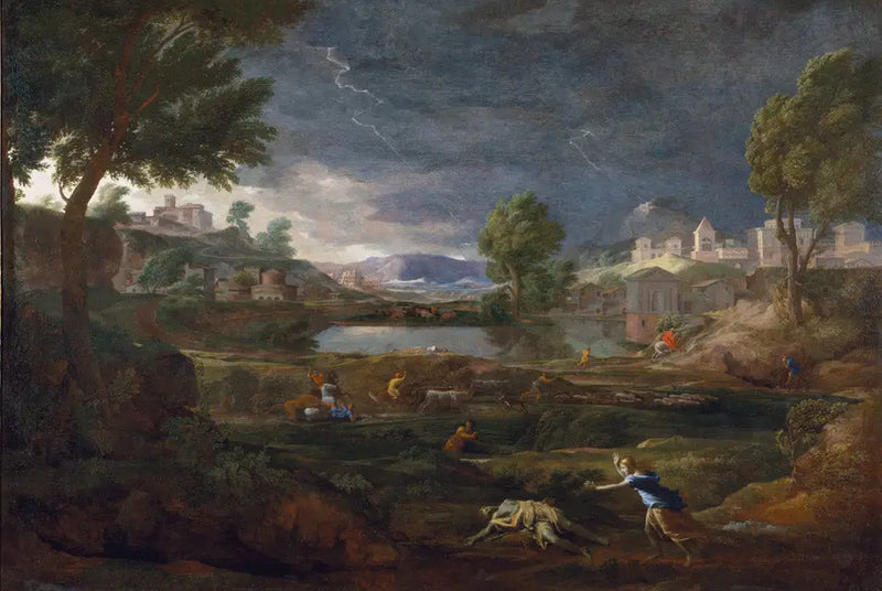 Stormy Landscape with Pyramus and Thisbe - Nicolas Poussin