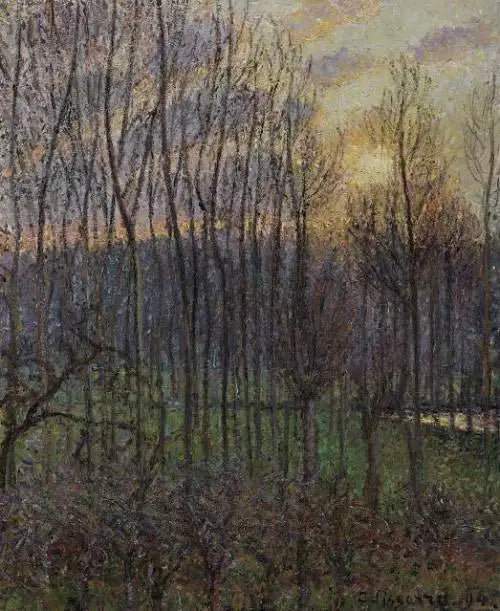 Poplars at Éragny, setting sun - Camille Pissarro