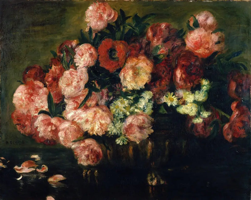 Peonies in a Vase - Pierre-Auguste Renoir