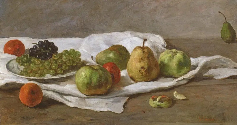 Apples, pears et grapes sur une table - Gustave Courbet