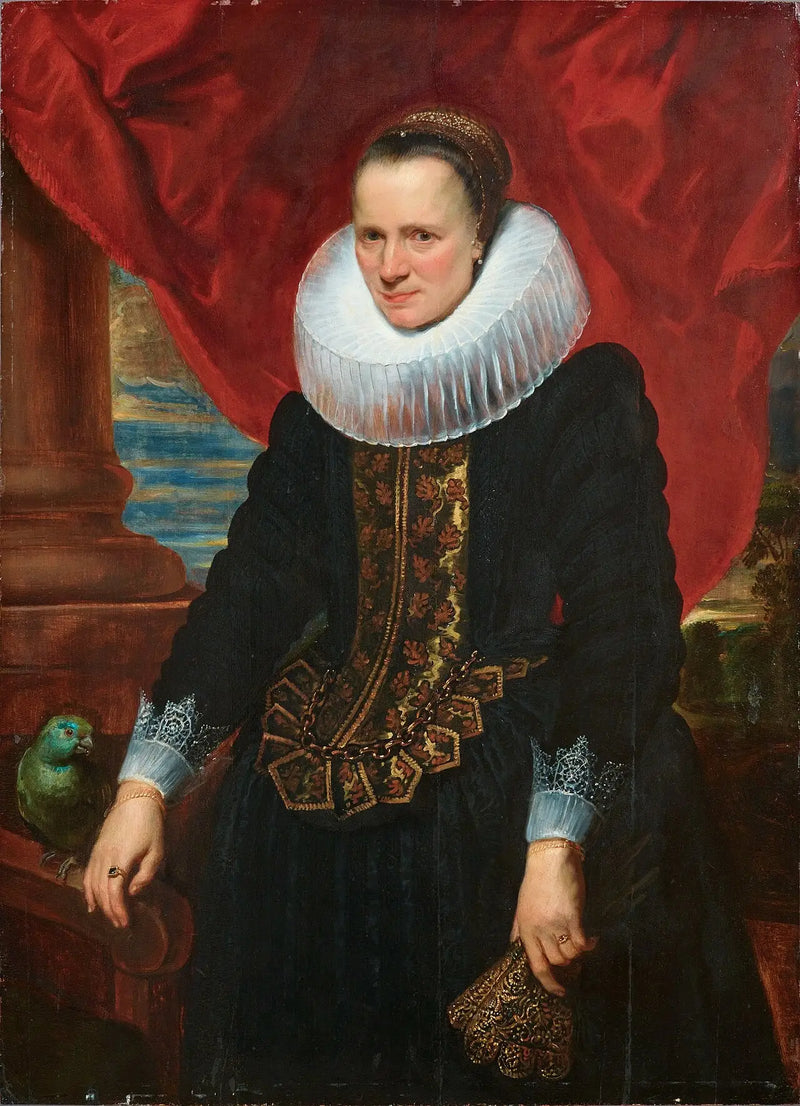 Portrait of a woman with a parrot - Antoine van Dyck