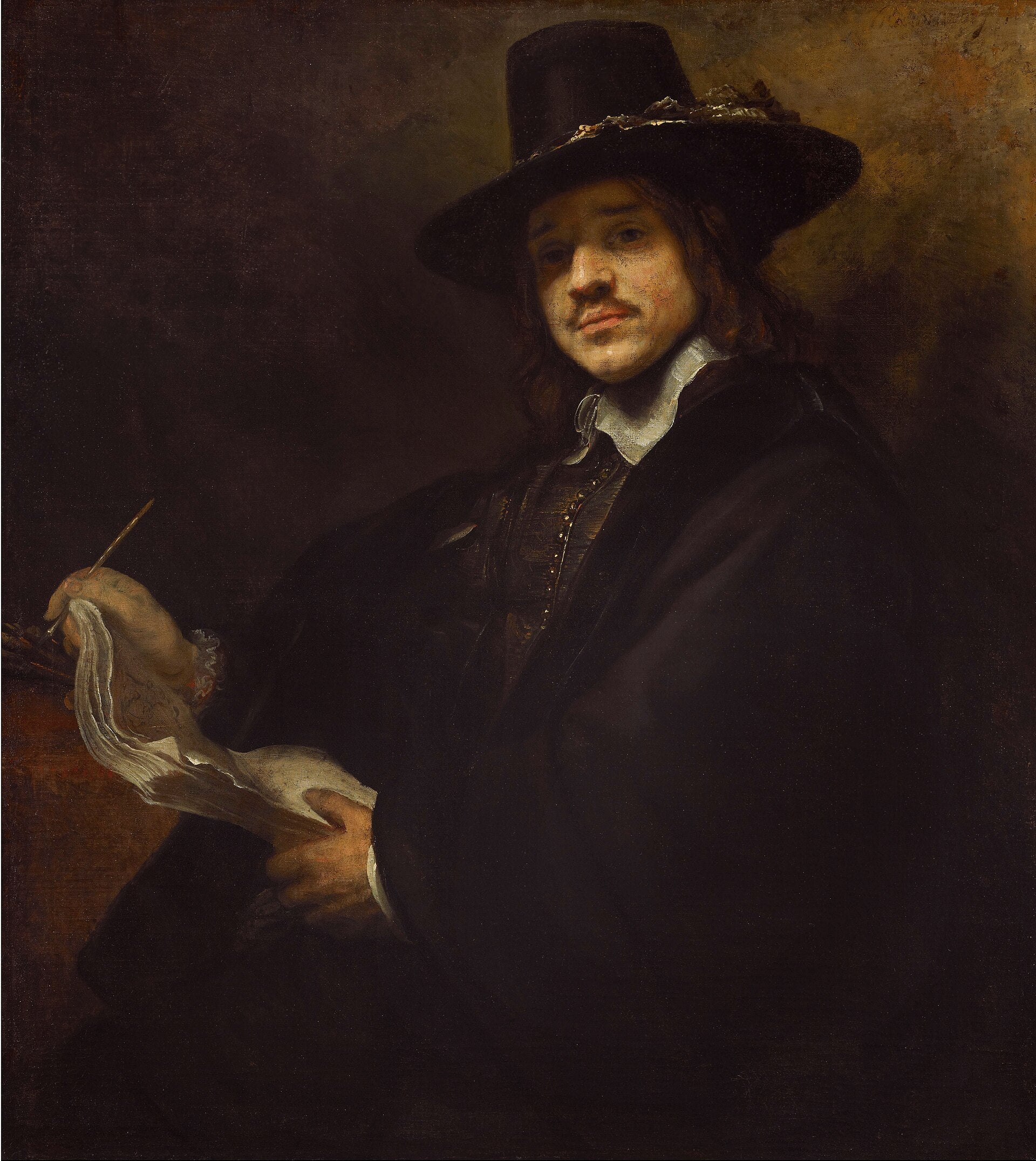 Reproduction du tableau « Portrait d'un jeune artiste - Rembrandt » par Alpha Reproduction en peinture à l’huile