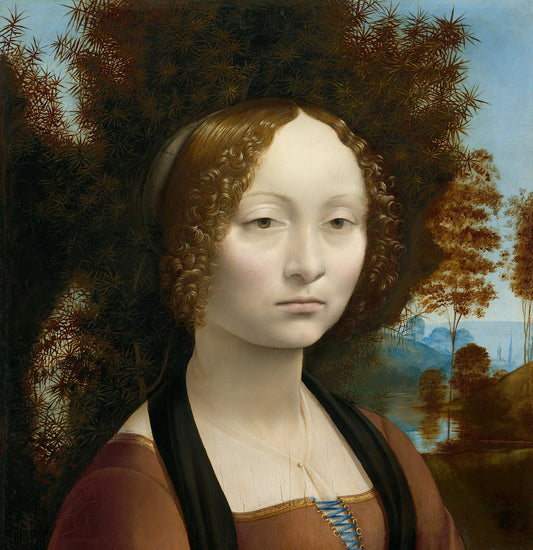 Reproduction du tableau « Portrait de Ginevra de' Benci - Léonard de Vinci » par Alpha Reproduction en peinture à l’huile