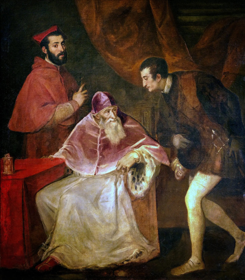 Portrait of Paul III with his grandchildren - Titian