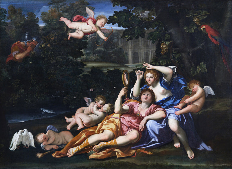 Renaud presenting a mirror to Armida - Domenichino