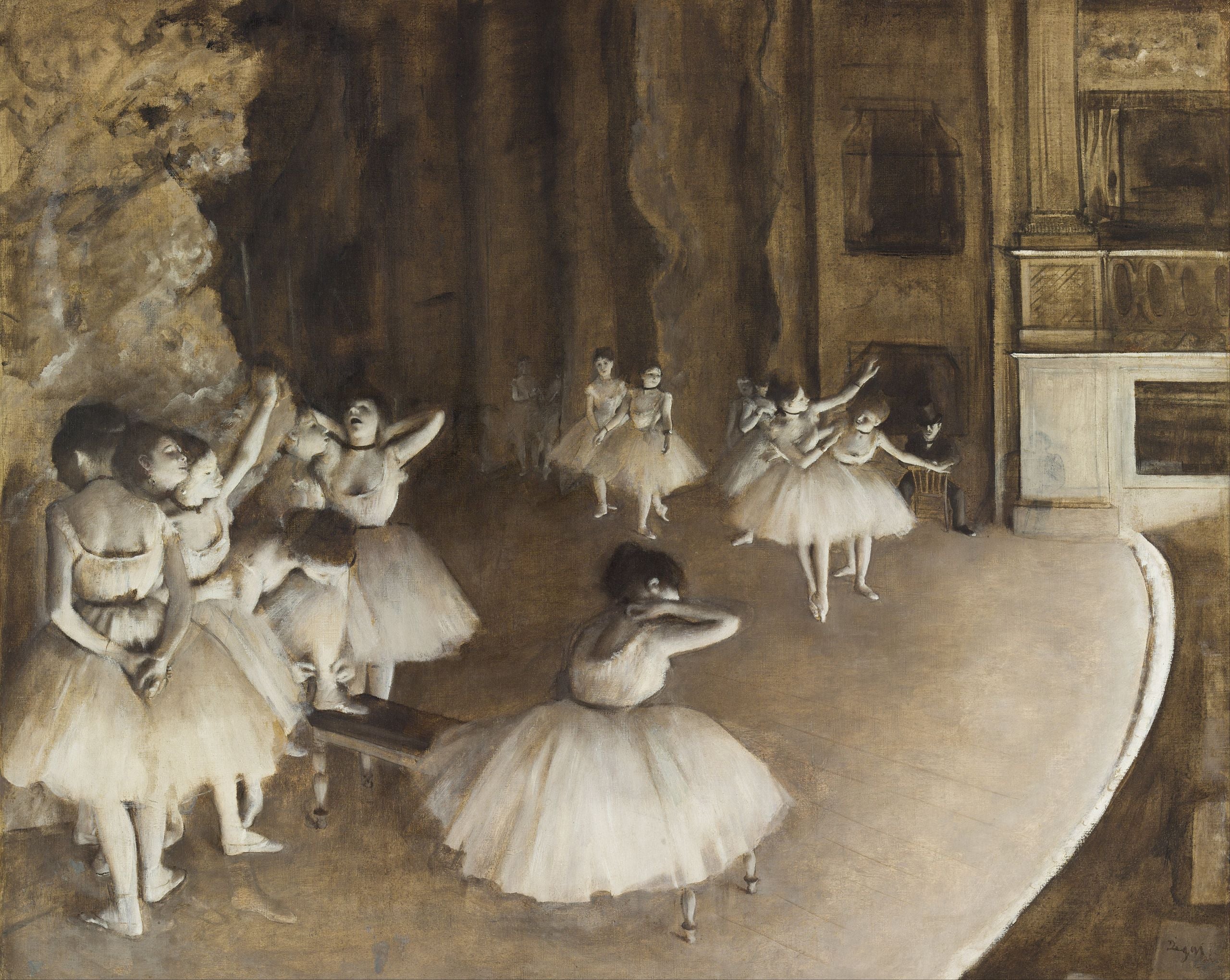 Rehearsal of a Ballet on Stage - Edgar Degas