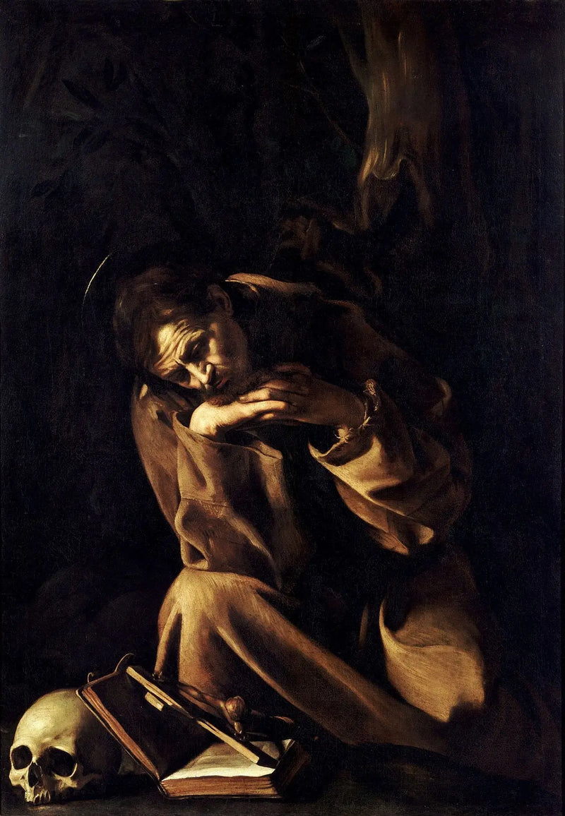 Saint Francis in meditation on the crucifix - Caravaggio
