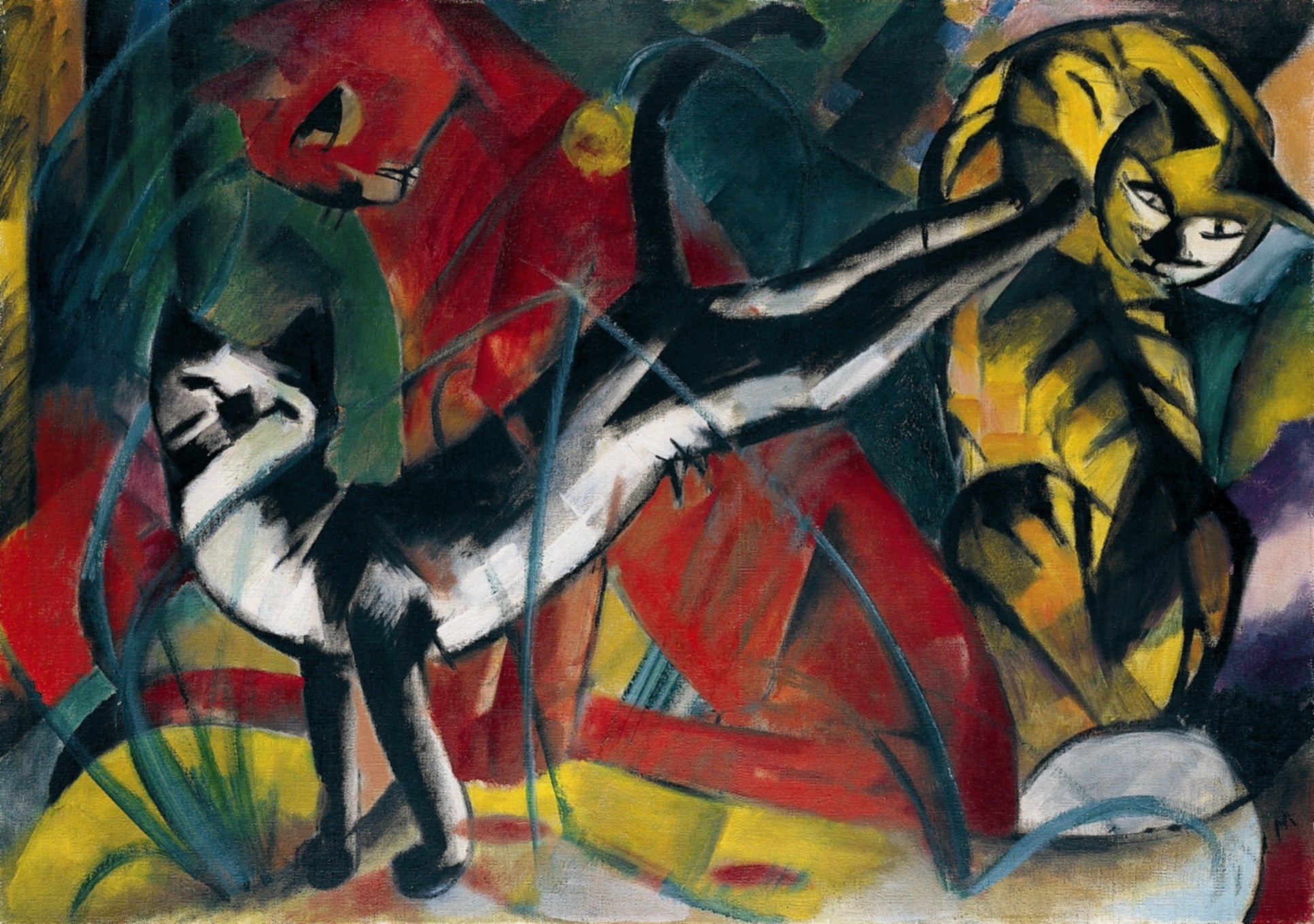 Reproduction du tableau « Trois chats - Franz Marc » par Alpha Reproduction en peinture à l’huile