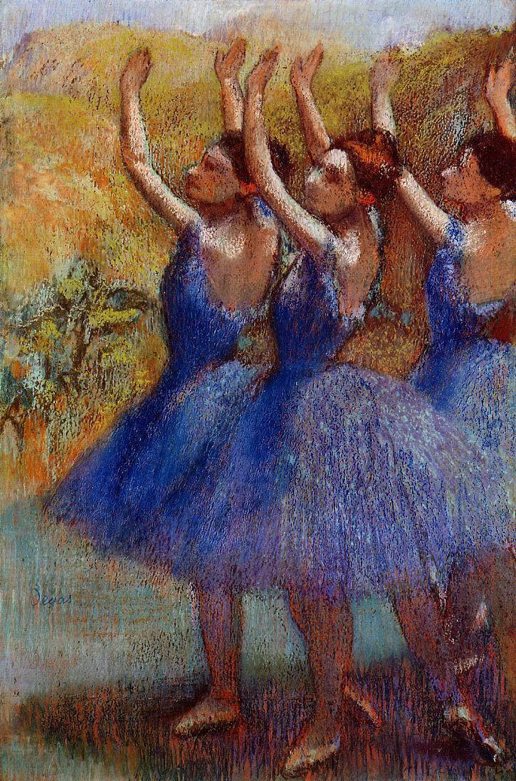Three Dancers in Purple Tutus - Edgar Degas