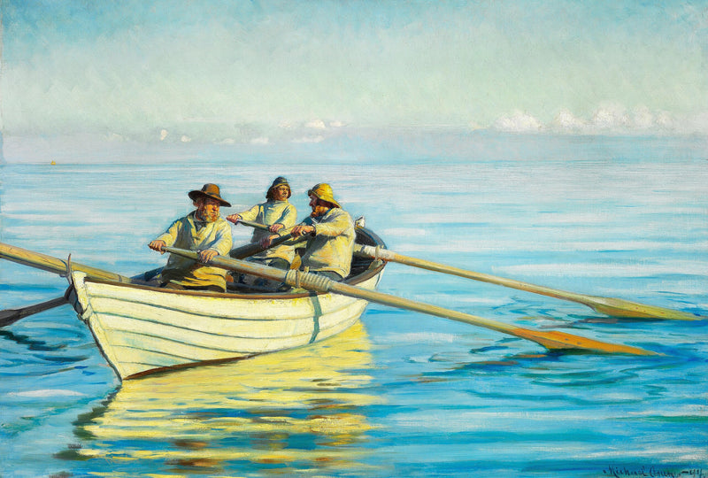 Three fishermen in a boat. - Michael Peter Ancher