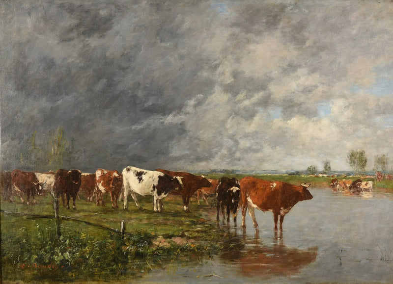 Herd Drinking - Eugène Boudin
