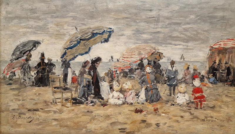 Trouville. Parasols on the Beach - Eugène Boudin
