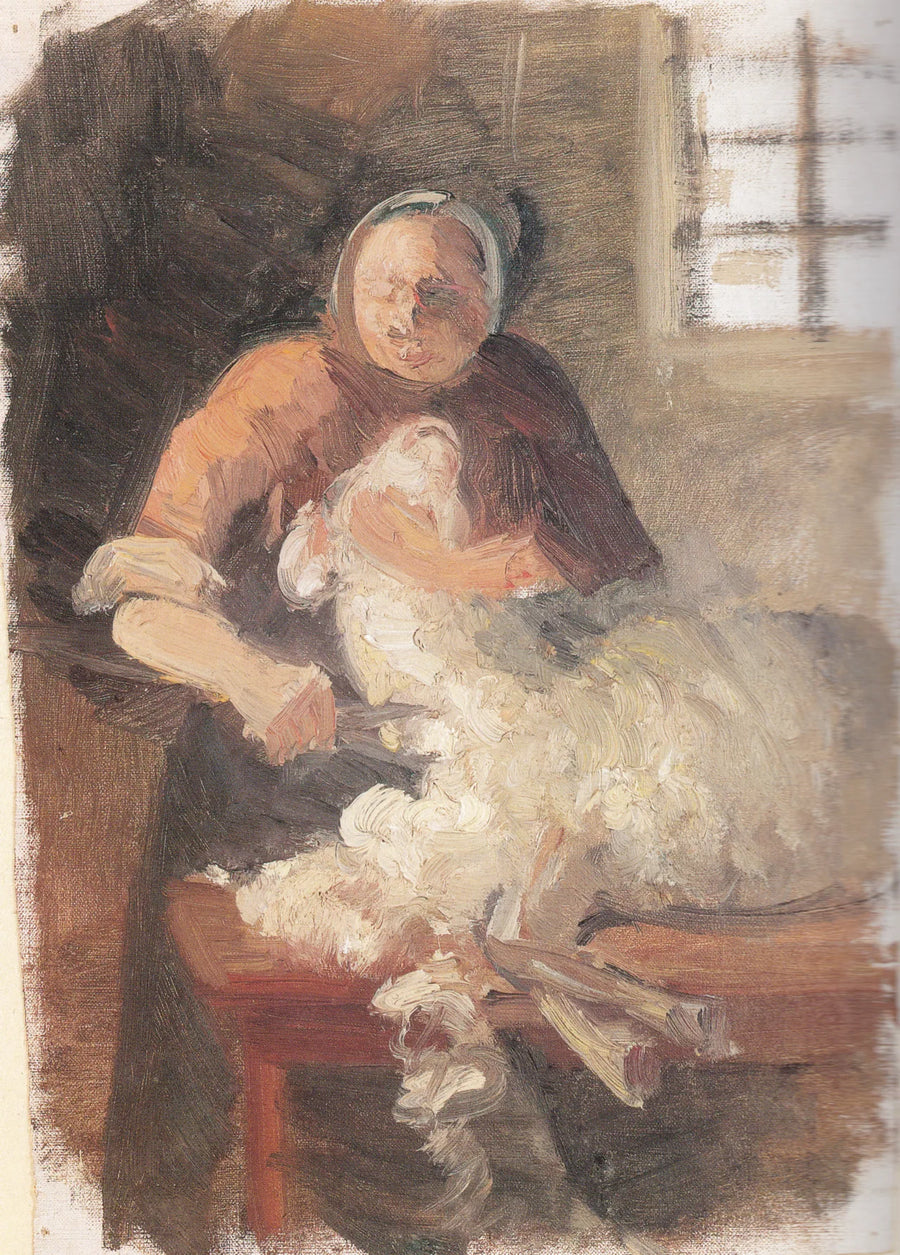 A woman shears a sheep - Anna Ancher