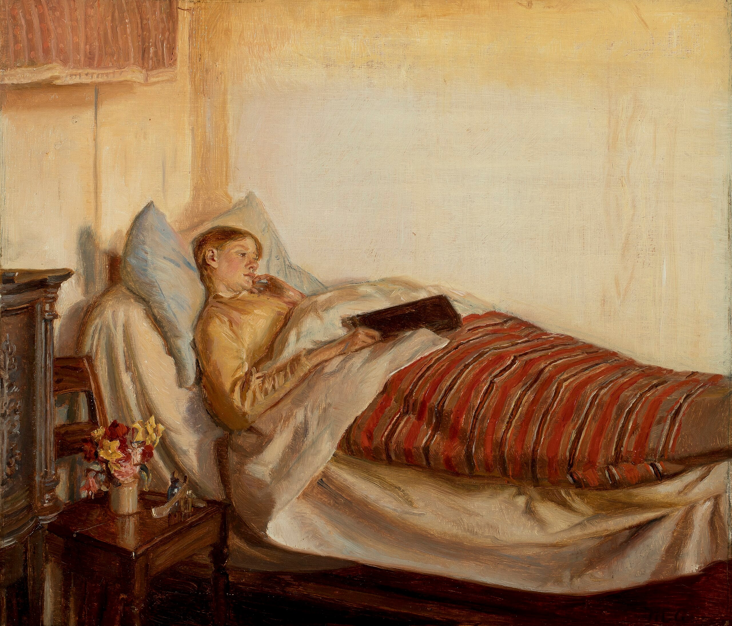 A young woman, Tine Normand, is ill. - Michael Peter Ancher