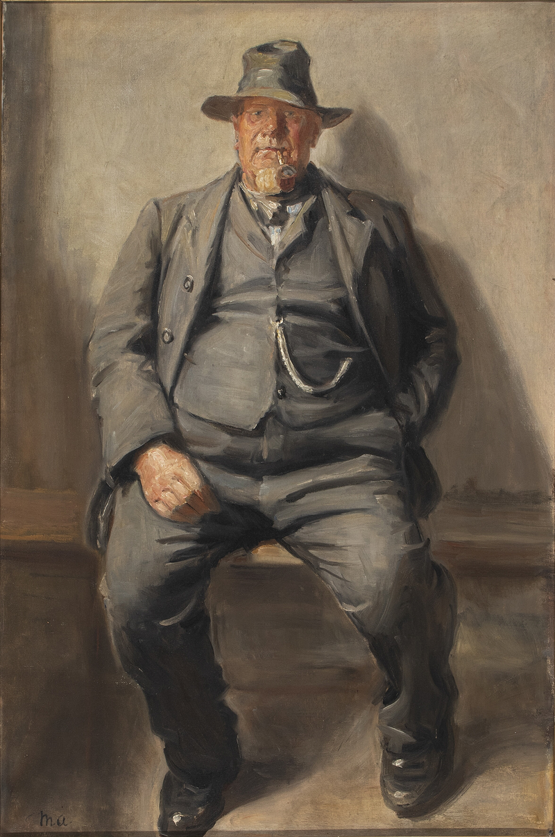 A fisherman from Bornholm, dressed in his Sunday best, wearing a hat and a watch chain. - Michael Peter Ancher