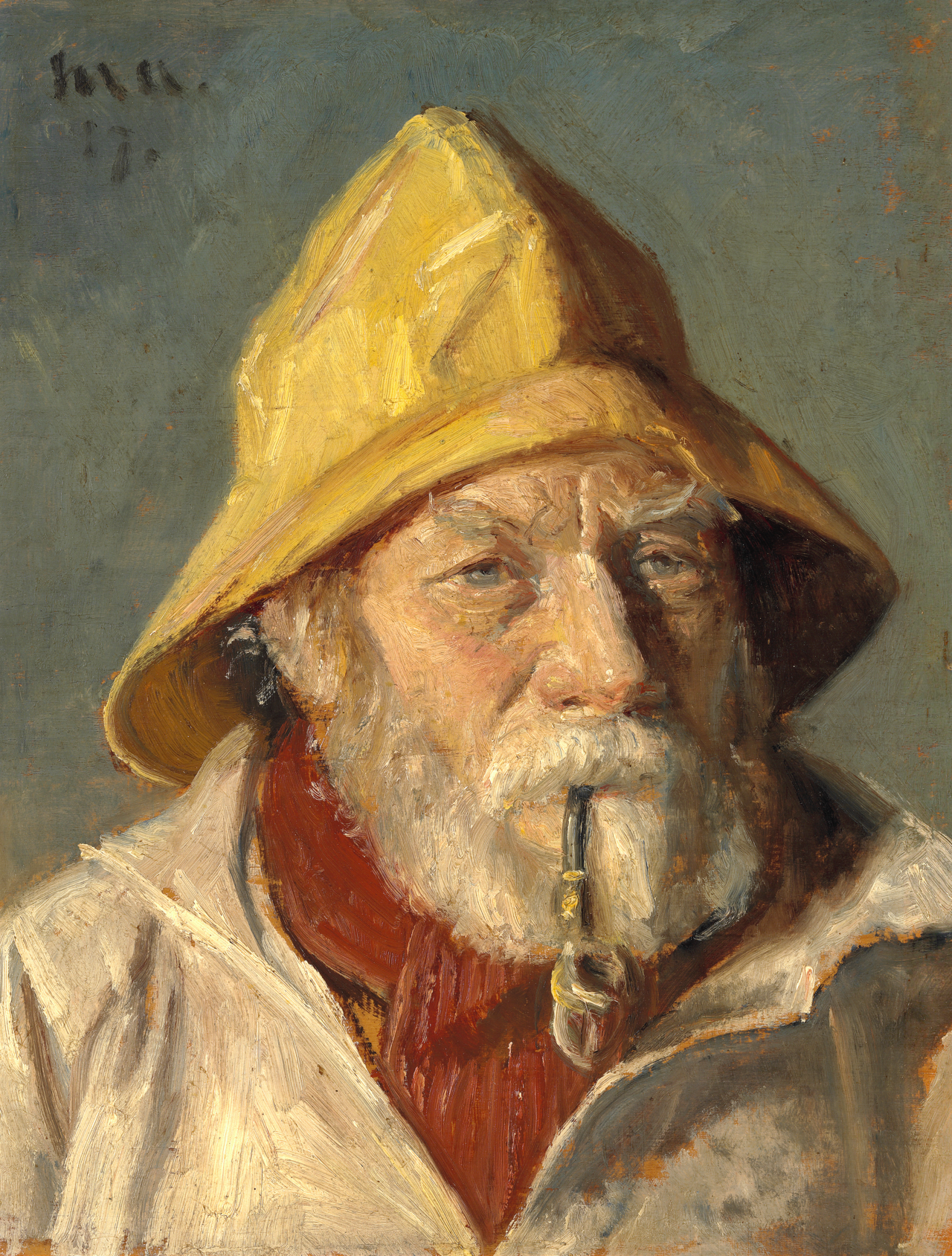 A Skagen fisherman smoking a pipe. 1917. - Michael Peter Ancher