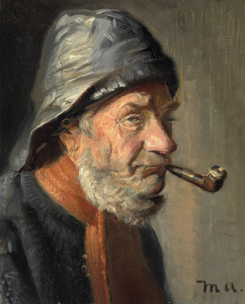 A Skagen fisherman smoking a pipe. - Michael Peter Ancher