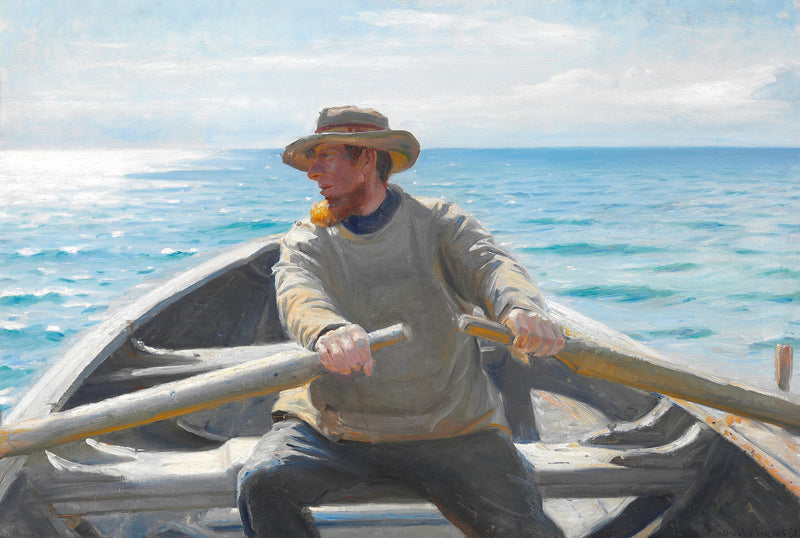 A fisherman rowing. - Michael Peter Ancher
