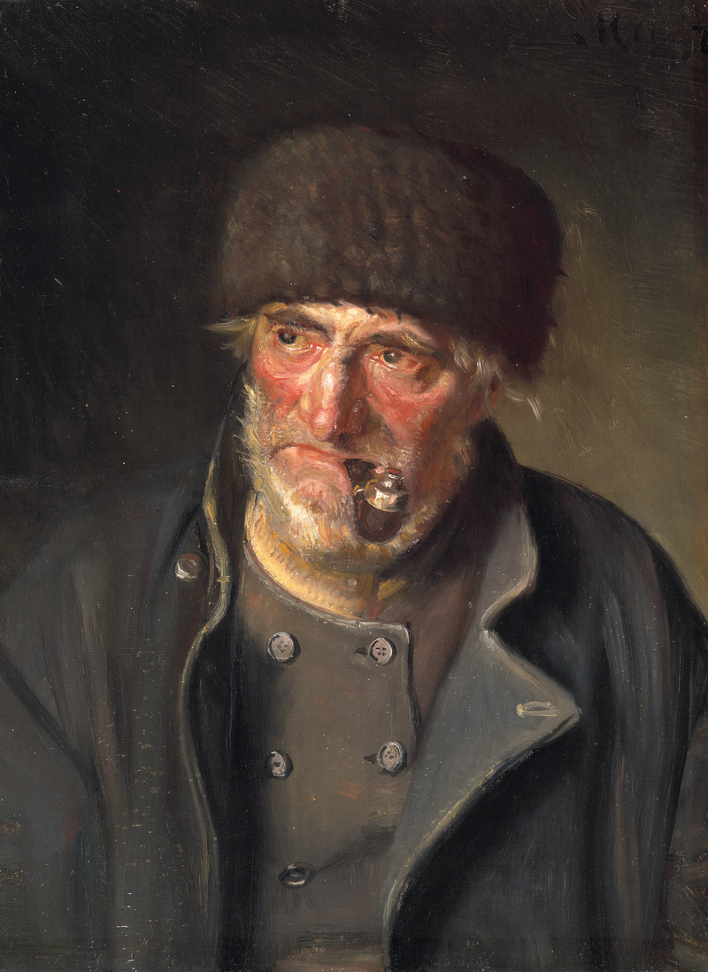 An old fisherman with a pipe. - Michael Peter Ancher