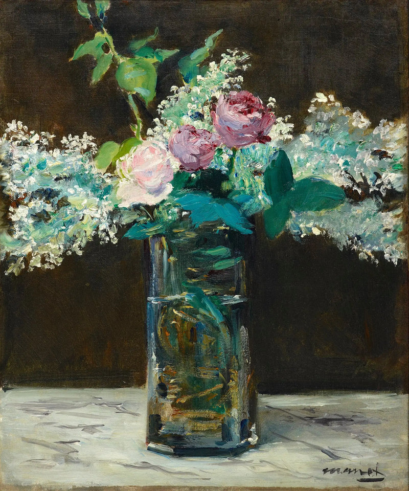 Vase with white lilacs and roses - Édouard Manet