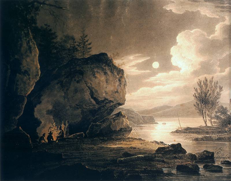 Paysage avec eau au clair de lune de Aleksander Orłowski