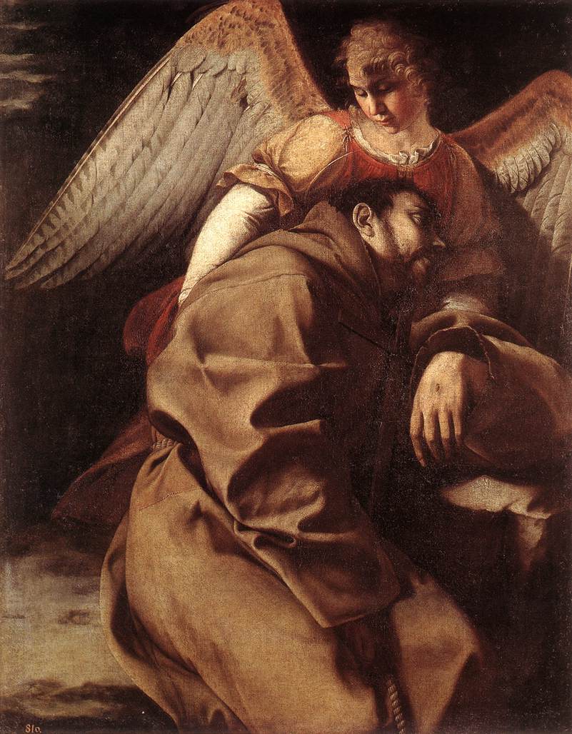 Saint François soutenu par un ange - Orazio Gentileschi - Alpha Reproduction